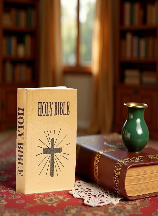 Qintreesify Brown Mini Bible Pocket Book Dollhouse Miniature Book Bookshelf Bedroom Library Accessories，Dollhouse Furniture, Miniature Dollhouse Accessories,Dolls and Accessories(1/12) - Image 2